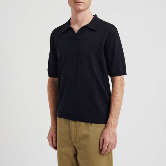 Leif Cotton Linen Polo - Dark Navy