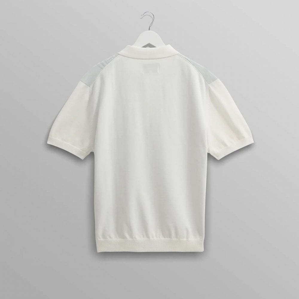 Turin Knitted Pocket Polo, Blue & Ecru Retro Sripe