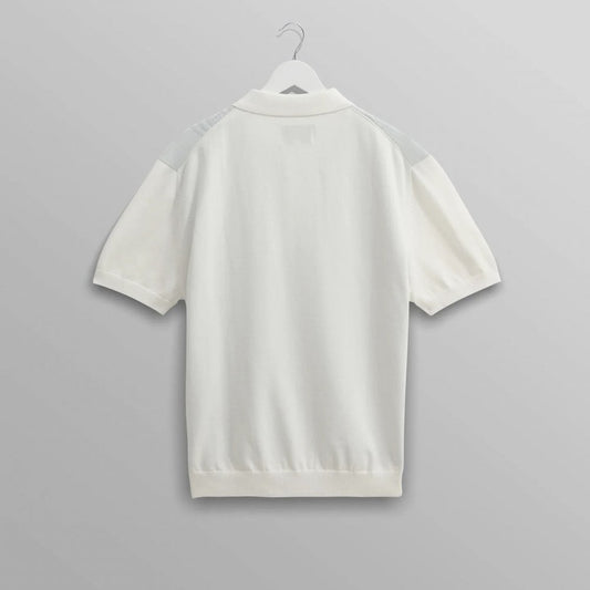 Turin Knitted Pocket Polo, Blue & Ecru Retro Sripe