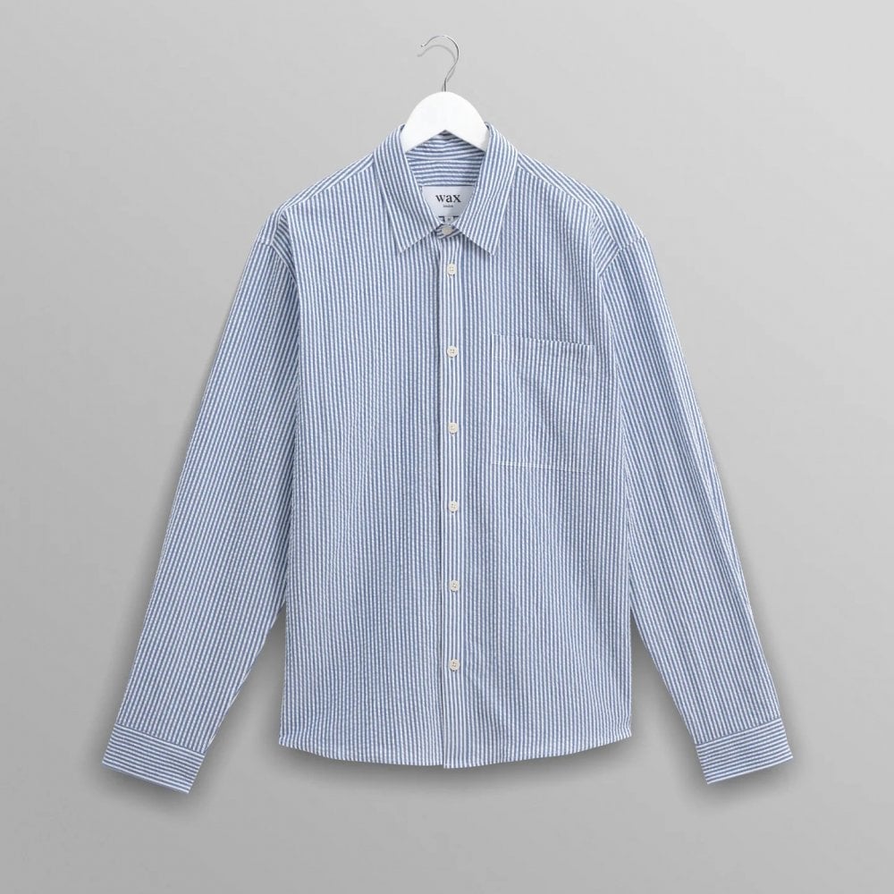 Rove LS Shirt, Cotton Seersucker Blue Stripe