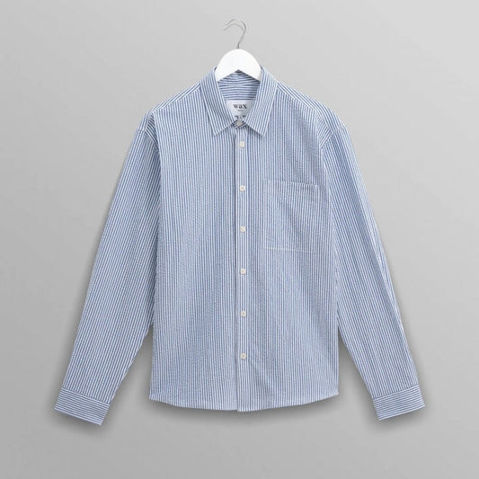 Rove LS Shirt, Cotton Seersucker Blue Stripe