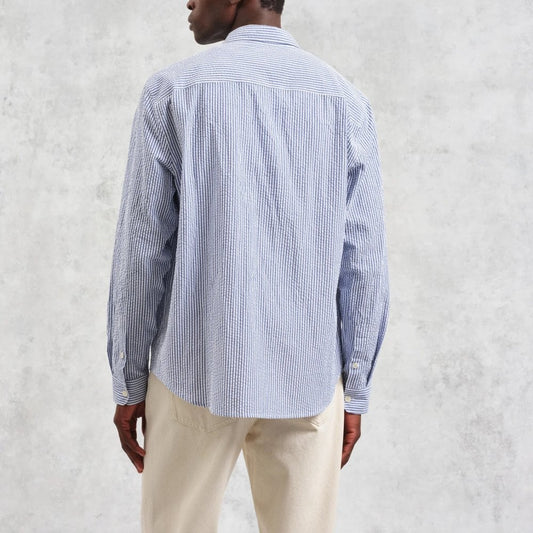 Rove LS Shirt, Cotton Seersucker Blue Stripe