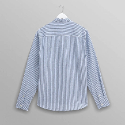 Rove LS Shirt, Cotton Seersucker Blue Stripe