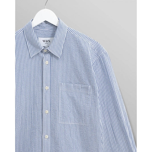 Rove LS Shirt, Cotton Seersucker Blue Stripe