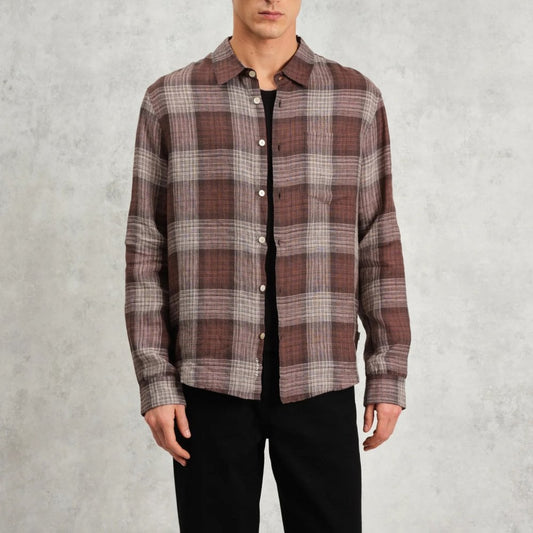 Jaunt LS Shirt, Linen - Brown Check