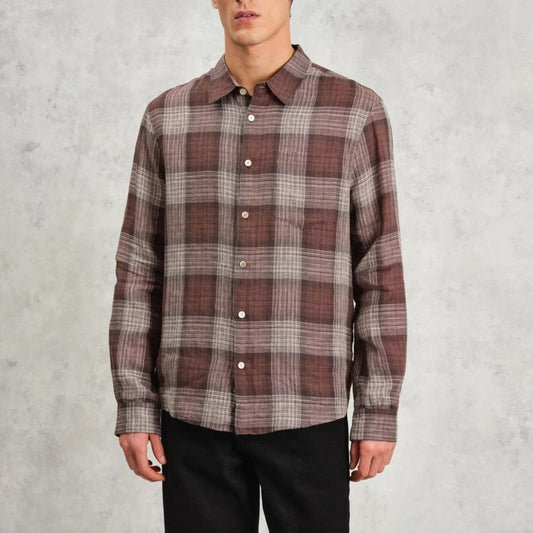 Jaunt LS Shirt, Linen - Brown Check