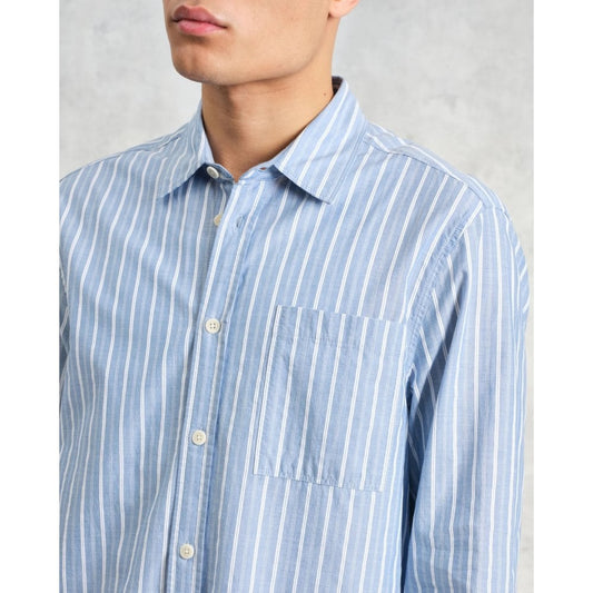 Rove LS Shirt, Cotton Poplin - Blue Stripe