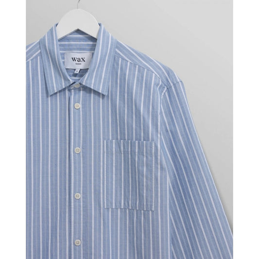 Rove LS Shirt, Cotton Poplin - Blue Stripe