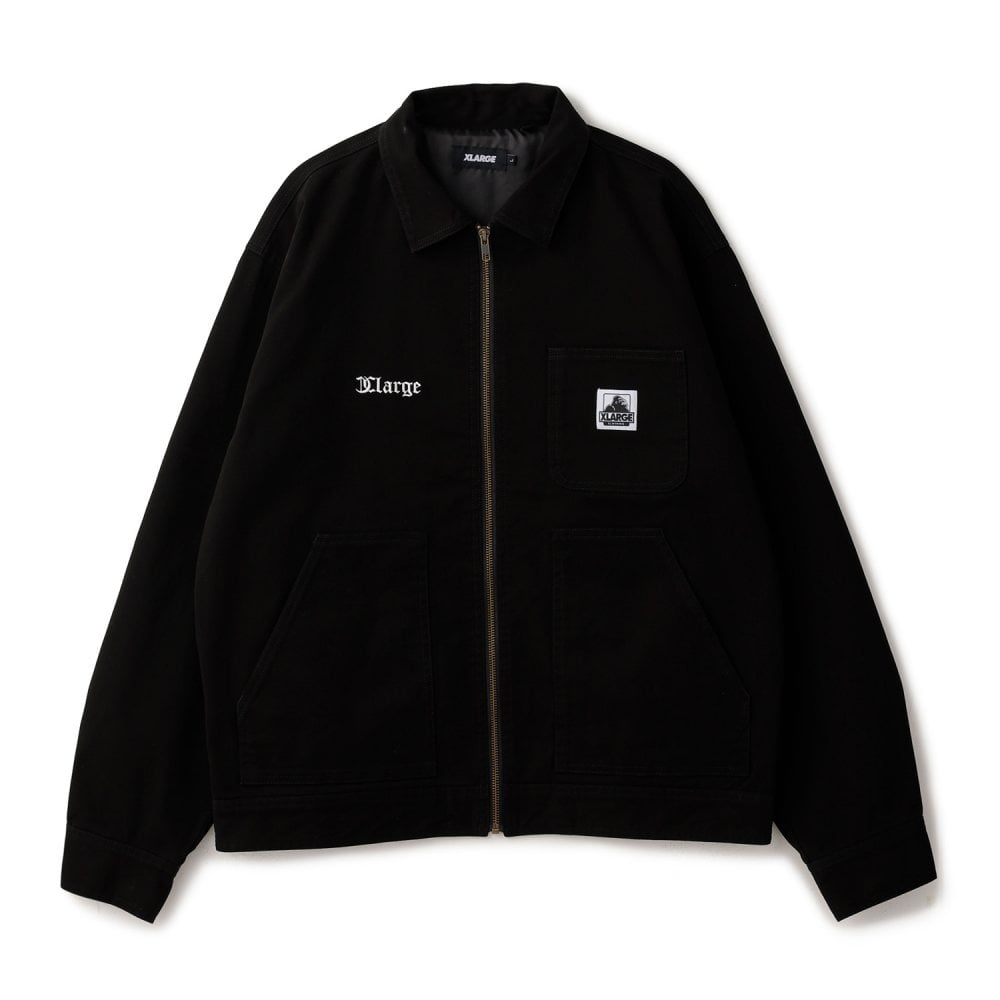 Embroidered Work Jacket - Black