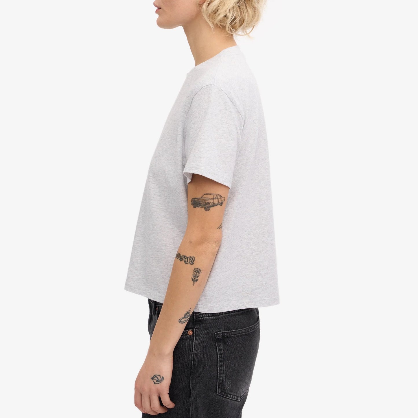 Women's Organic Boxy Crop Tee - Snow Melange