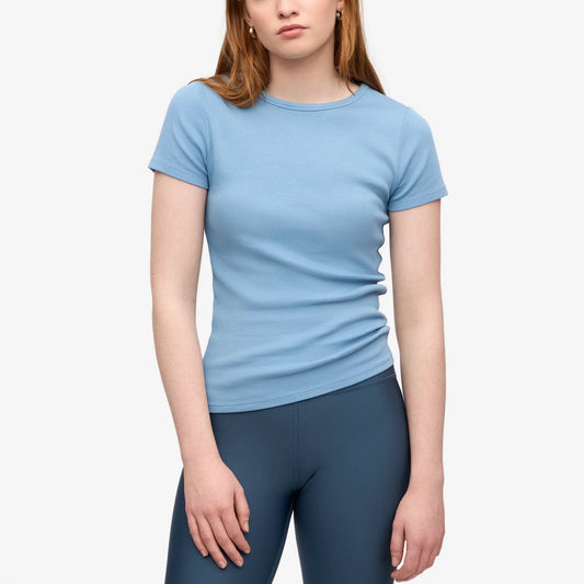 Women's Organic Rib Ss T-shirt - Seaside Blue