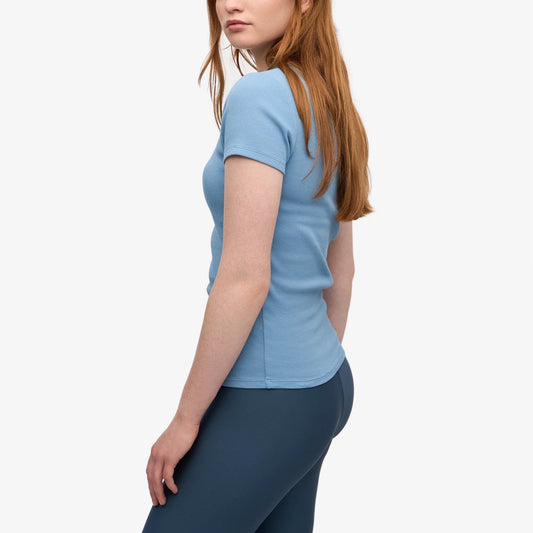 Women's Organic Rib Ss T-shirt - Seaside Blue