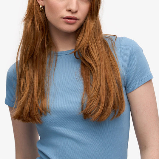 Women's Organic Rib Ss T-shirt - Seaside Blue