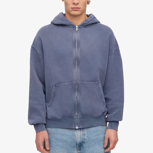 Organic Oversized Zip Hood - Neptune Blue