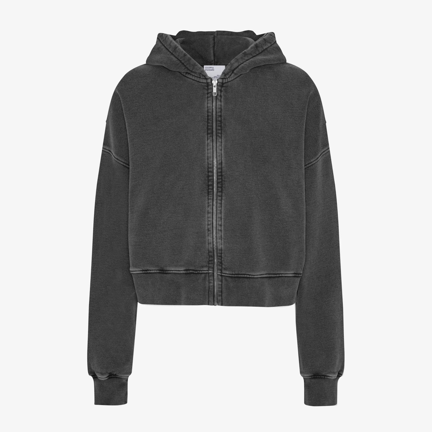 Women's Organic Crop Zip Hood - Faded Black