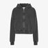 Women's Organic Crop Zip Hood - Faded Black