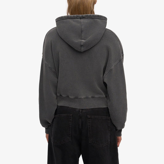 Women's Organic Crop Zip Hood - Faded Black