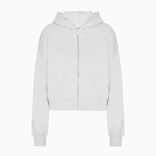Women's Organic Crop Zip Hood - Snow Melange