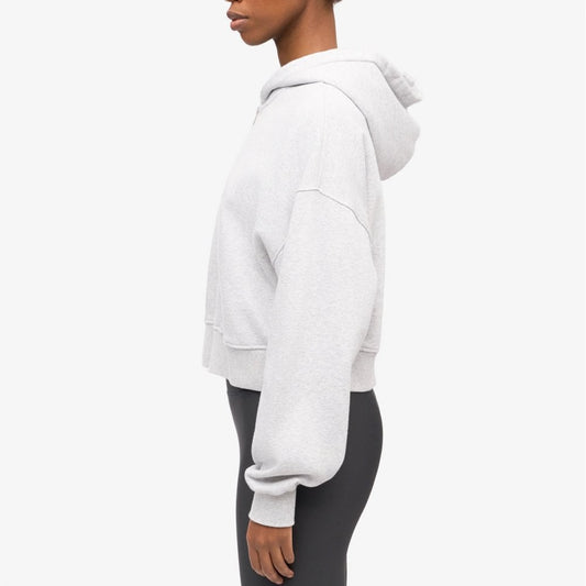 Women's Organic Crop Zip Hood - Snow Melange