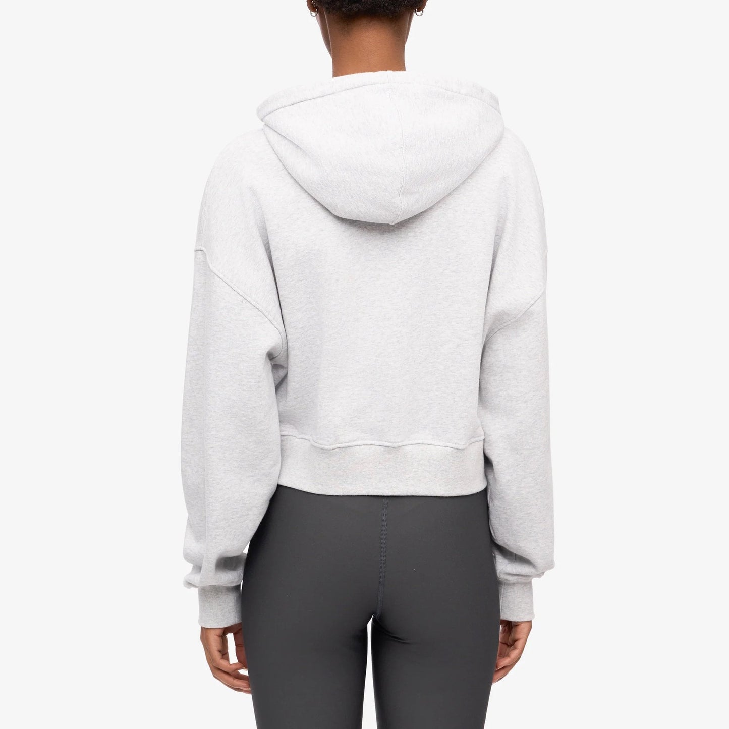Women's Organic Crop Zip Hood - Snow Melange