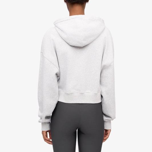Women's Organic Crop Zip Hood - Snow Melange