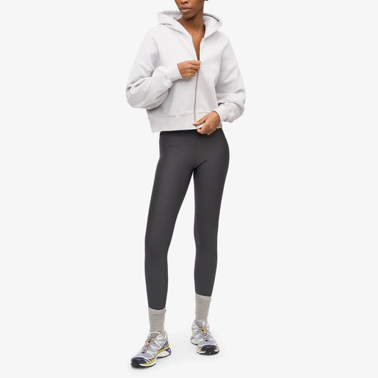 Women's Organic Crop Zip Hood - Snow Melange