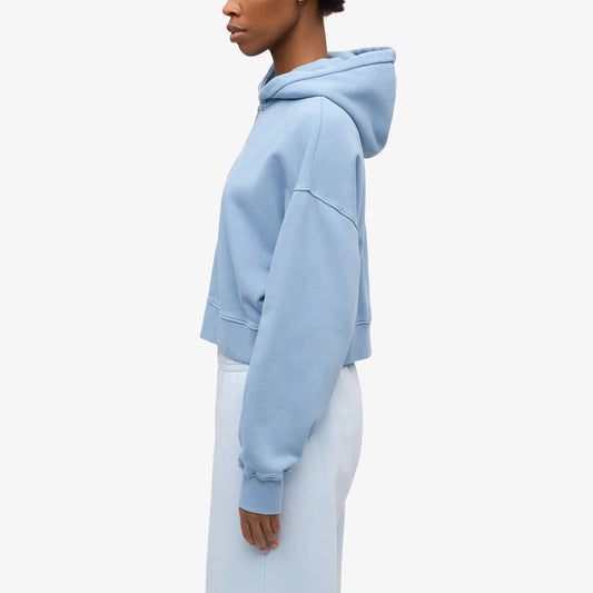Women's Organic Crop Zip Hood - Seaside Blue