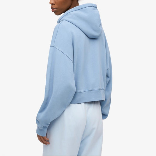 Women's Organic Crop Zip Hood - Seaside Blue