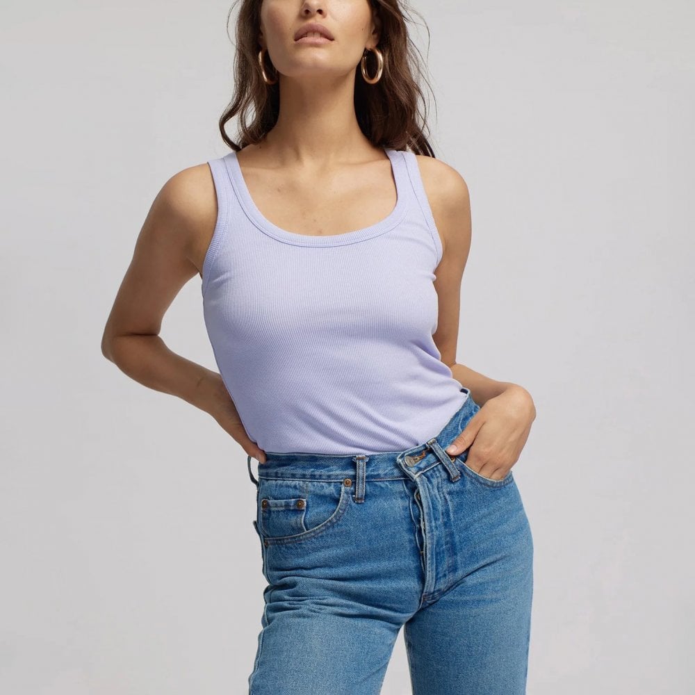 Women's Organic Rib Tank Top - Soft Lavender