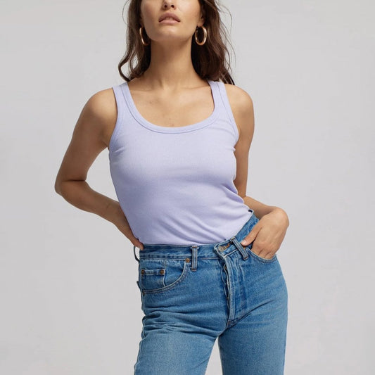 Women's Organic Rib Tank Top - Soft Lavender