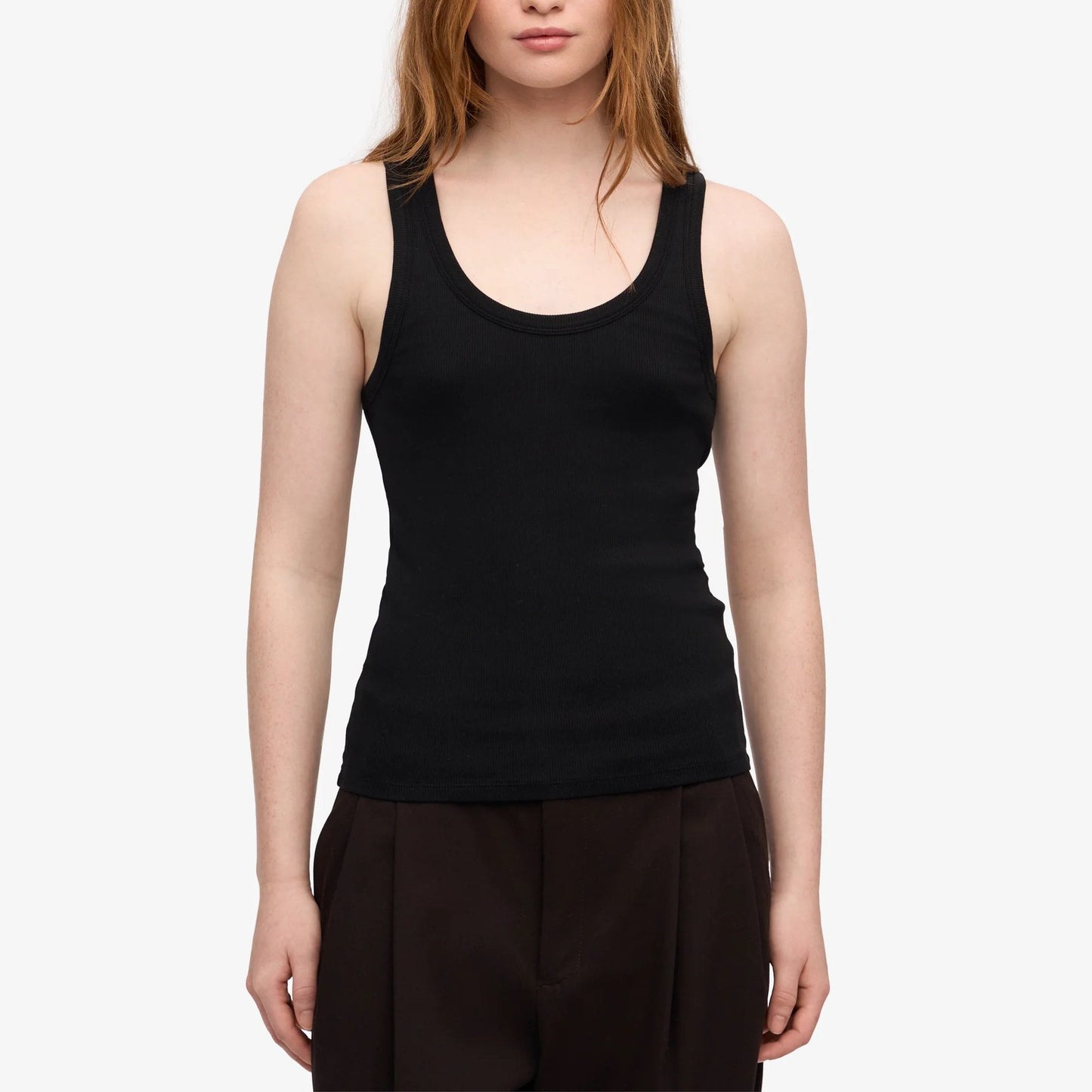 Women's Organic Rib Tank Top - Deep Black