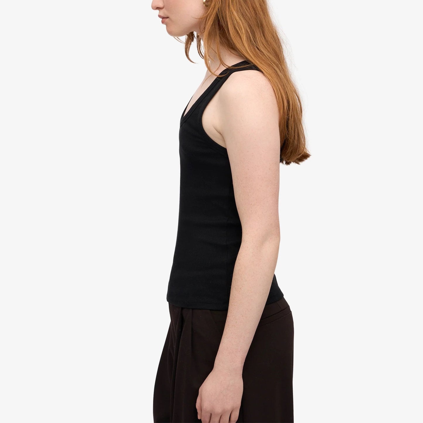 Women's Organic Rib Tank Top - Deep Black