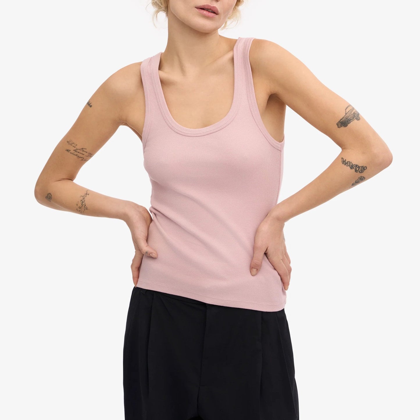 Women's Organic Rib Tank Top - Faded Pink