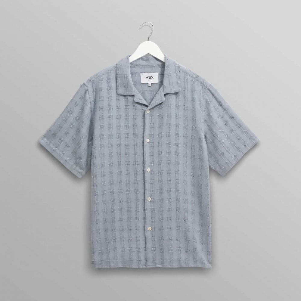 Didcot S/S Shirt - Open Weave Grid (Pale Blue)