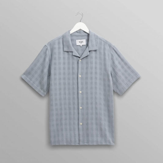 Didcot S/S Shirt - Open Weave Grid (Pale Blue)