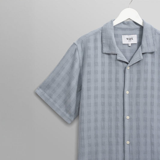 Didcot S/S Shirt - Open Weave Grid (Pale Blue)