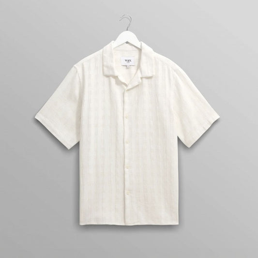Didcot S/S Shirt - Open Weave Grid (Ecru)