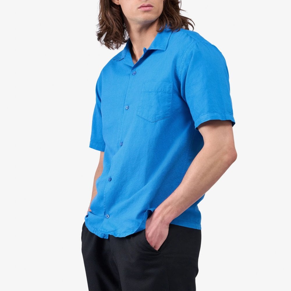 Linen Short Sleeved Shirt - Pacific Blue