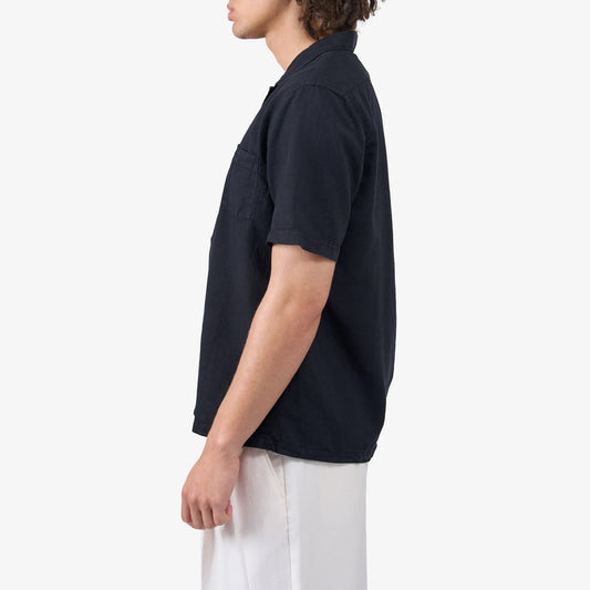 Linen Short Sleeved Shirt - Deep Black