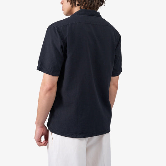 Linen Short Sleeved Shirt - Deep Black