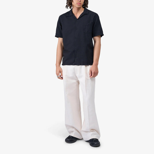 Linen Short Sleeved Shirt - Deep Black