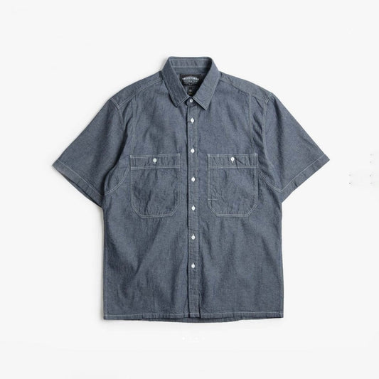 Chambray Big Pocket Half Shirt - Indigo