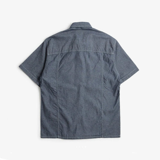 Chambray Big Pocket Half Shirt - Indigo