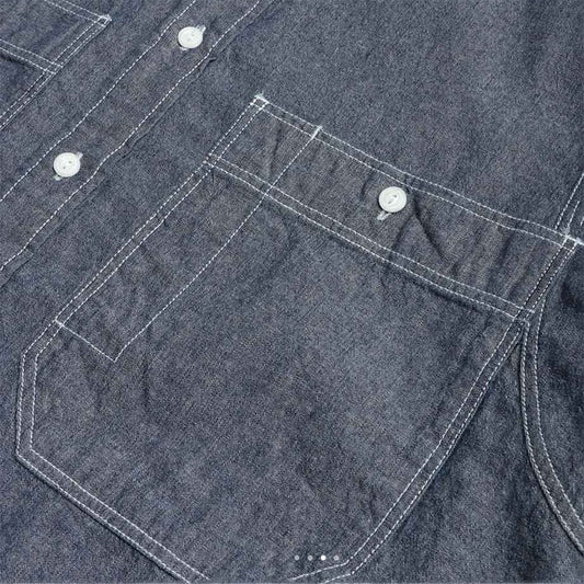 Chambray Big Pocket Half Shirt - Indigo