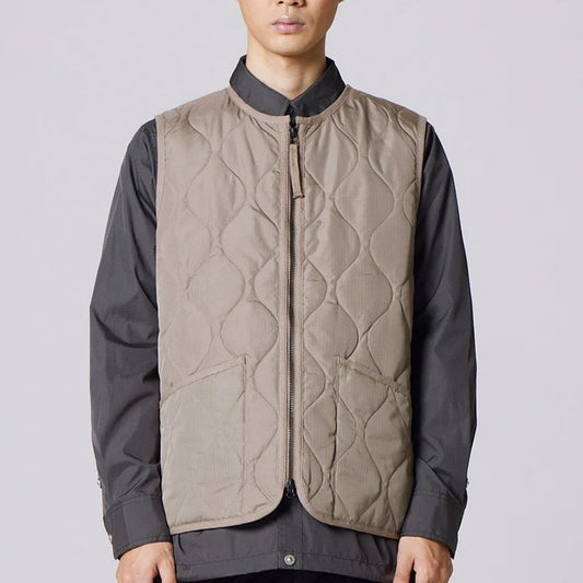 Military Crew Neck W. Zip Down Vest - Light Mocha