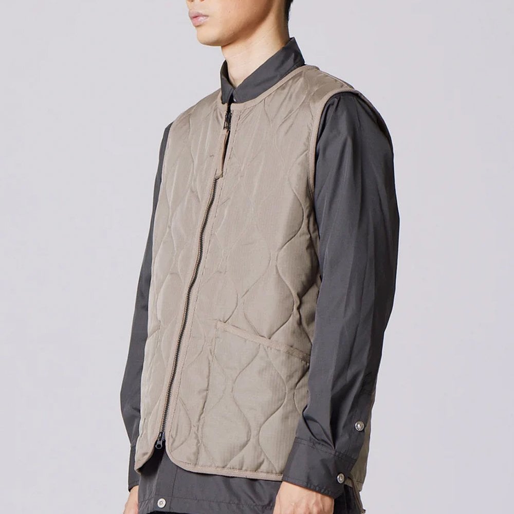 Military Crew Neck W. Zip Down Vest - Light Mocha