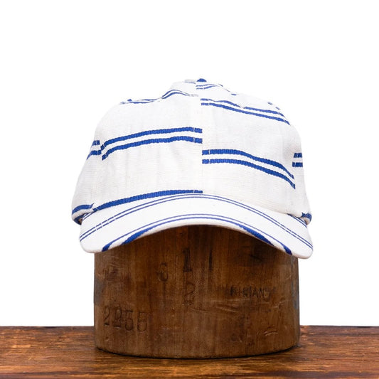 6-Panel Ballpark Cap Japanese Linen - Navy Stripe