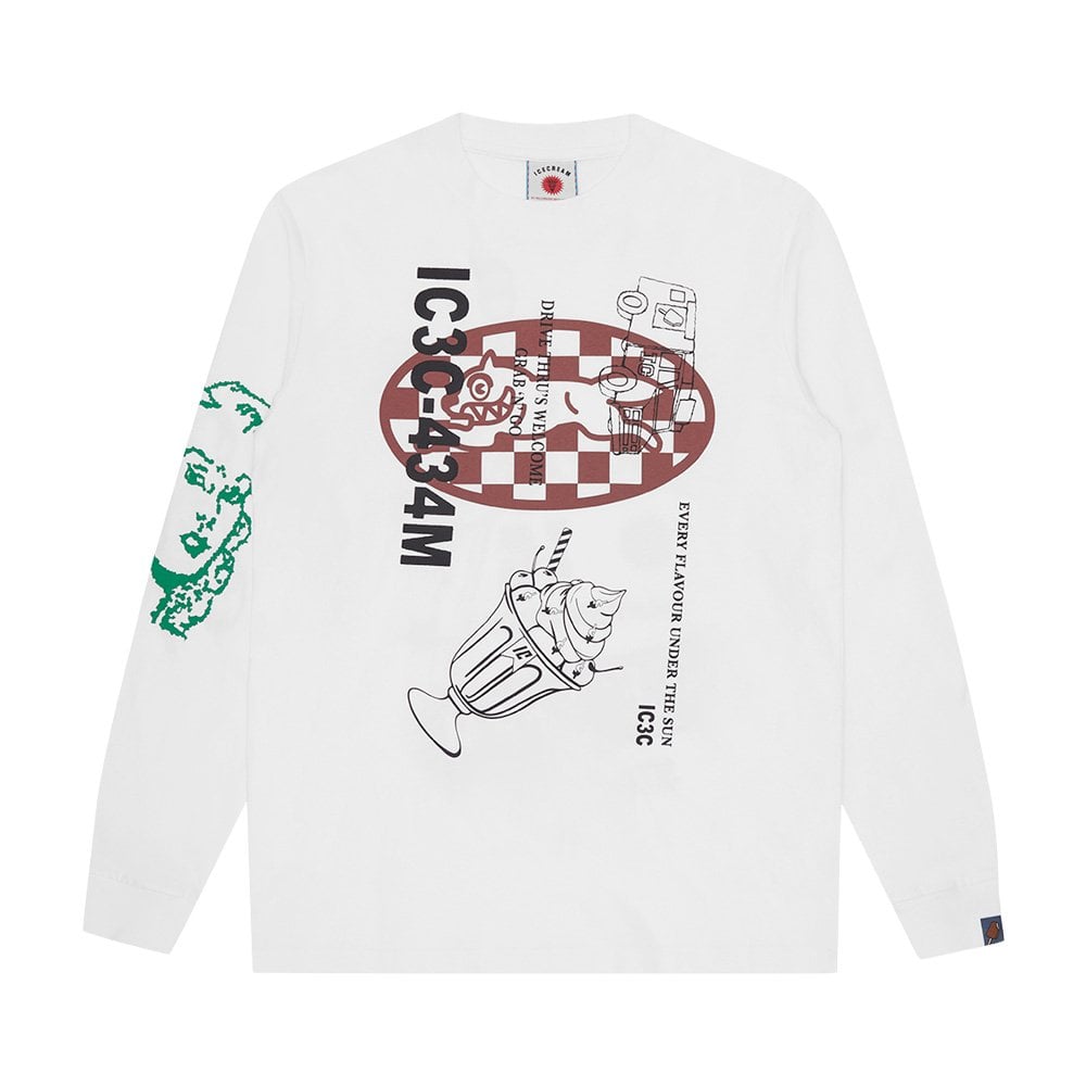 Multi Graphic LS T-shirt - White
