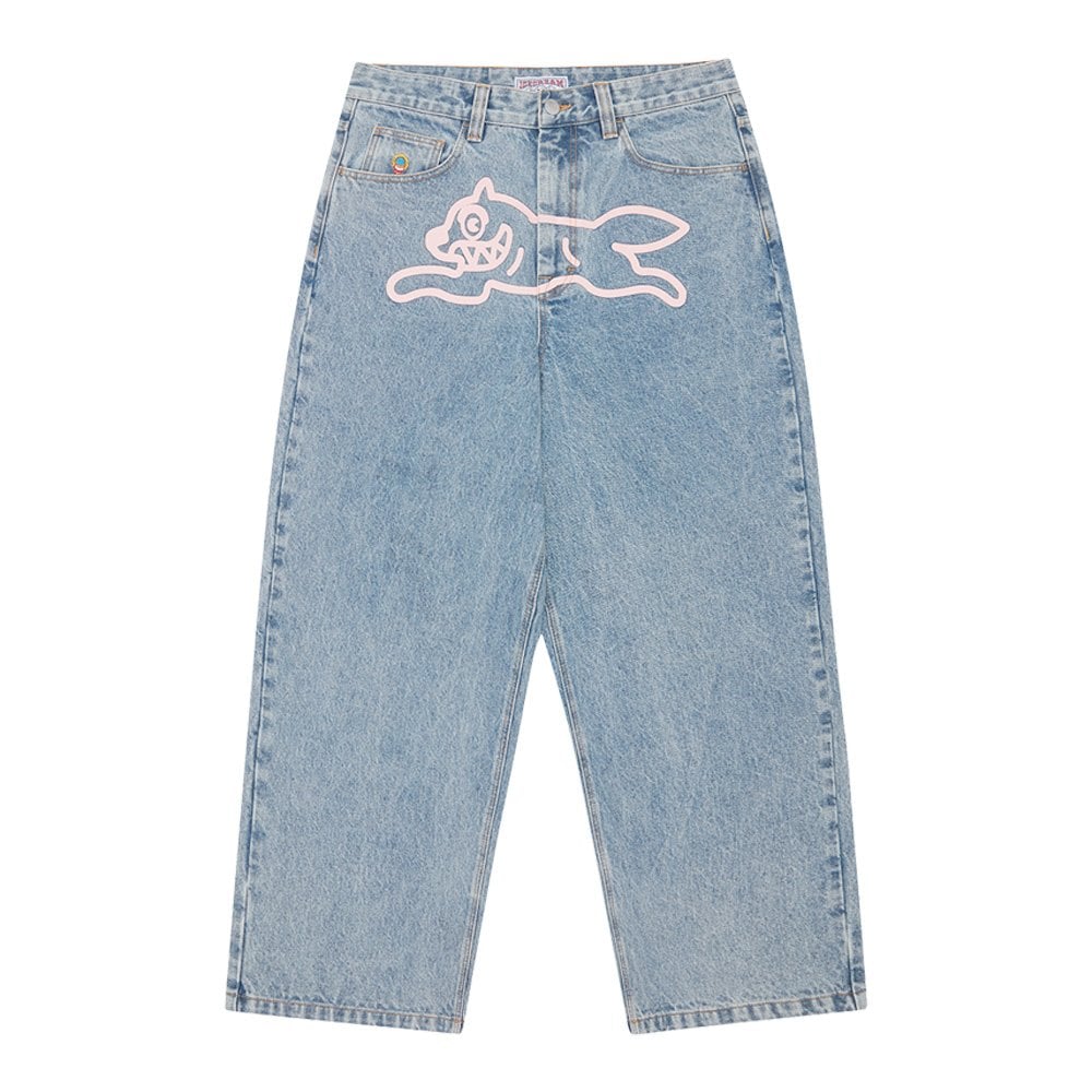 Running Dog Triple Scoop Denim Pants - Heavy Wash Blue