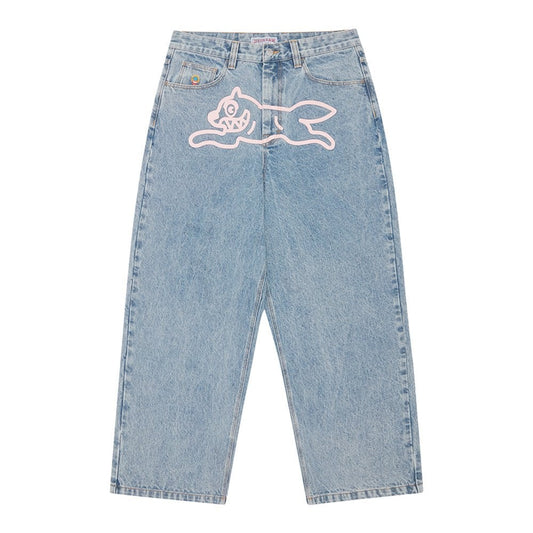 Running Dog Triple Scoop Denim Pants - Heavy Wash Blue
